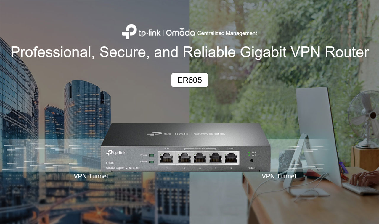 TPLink ER605 Omada Gigabit VPN Router 1 x 10/100/1000Mbps WAN Ports 1